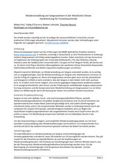 Wiederansiedlung von Seegraswiesen in der Westlichen Ostsee - Handreichung für Freizeittauchende
